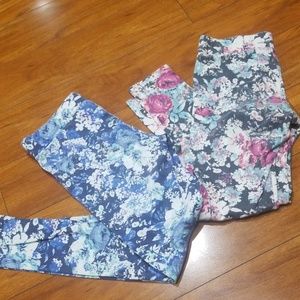 2 pairs floral cotton leggings